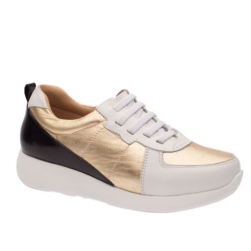 Tênis Doctor Shoes Couro 1403 Branco/Dourado - Doctor Shoes