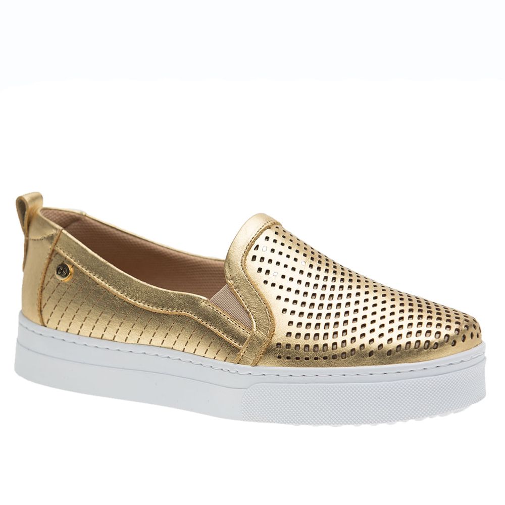 Tenis-Doctor-Shoes-Slip-On-1467-Metalizado-Dourado