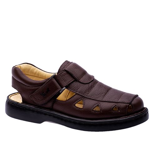 Sandália Doctor Shoes Couro 302 Café - Doctor Shoes