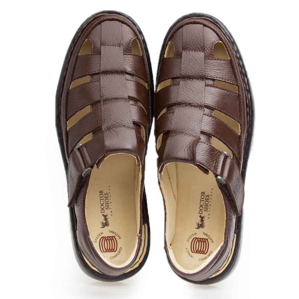 Sandália Doctor Shoes Couro 321 Marrom Doctor Shoes