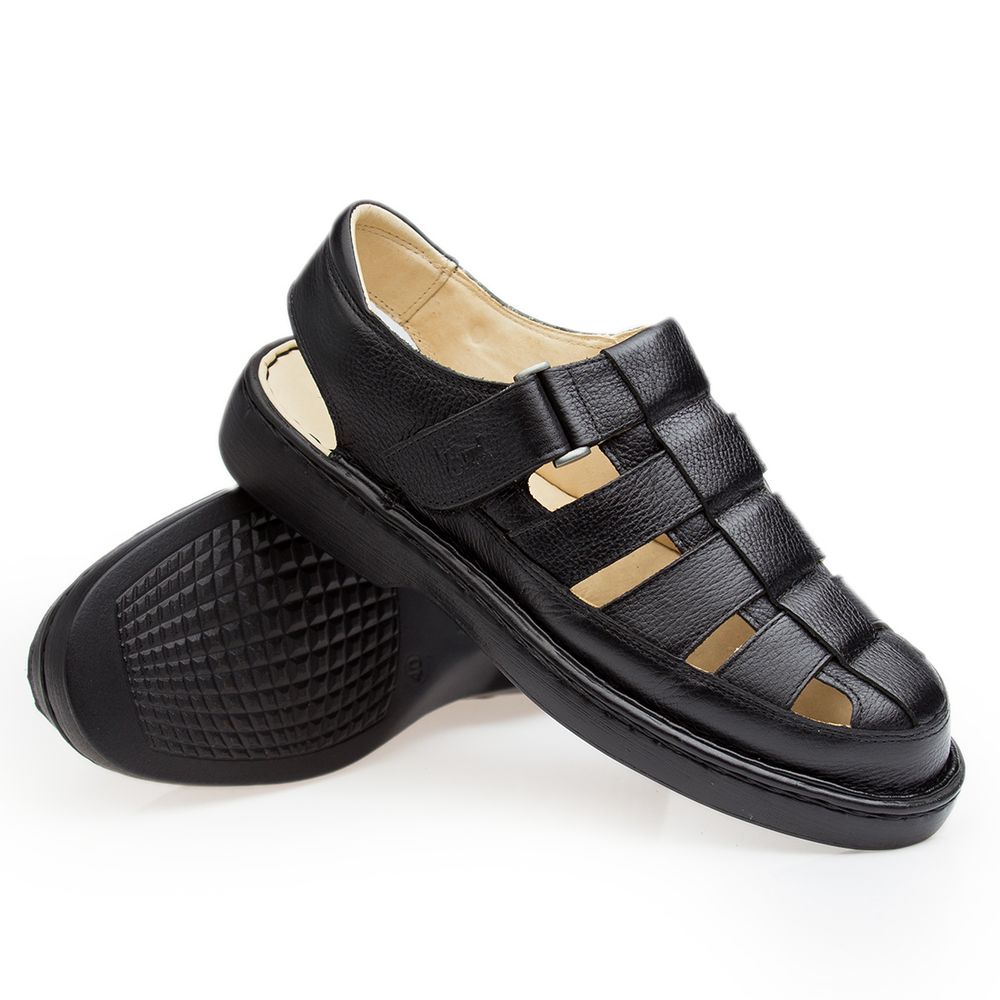 Sandália Doctor Shoes Couro 321 Preto - Doctor Shoes