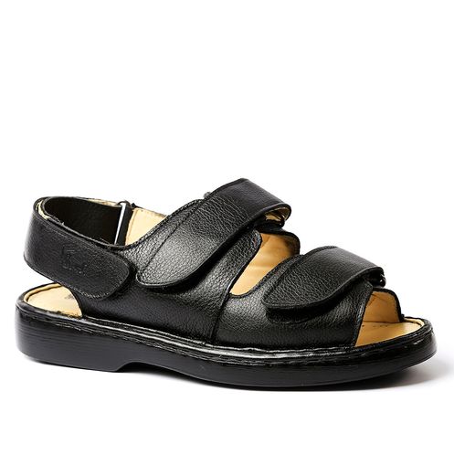 Sandália masculina em couro comfort doctor shoes preta Clearance
