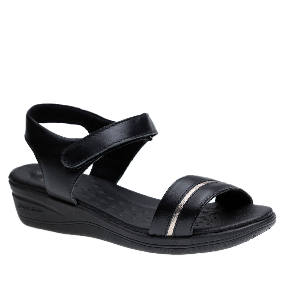 Sandalias Para Quem Tem Problema De Coluna Sandália Feminina Esporão em Couro Preto/Metalic 180 Doctor Shoes