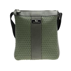 Bolsa-em-Couro-com-Alca-Transversal-Verde-Militar-1062-Doctor-Shoes-Verde-UNICO